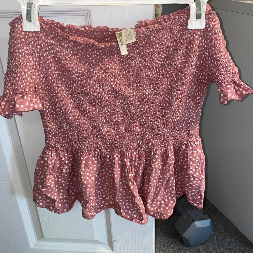 Smocked Off The Shoulder Summer Top- Coral Pink